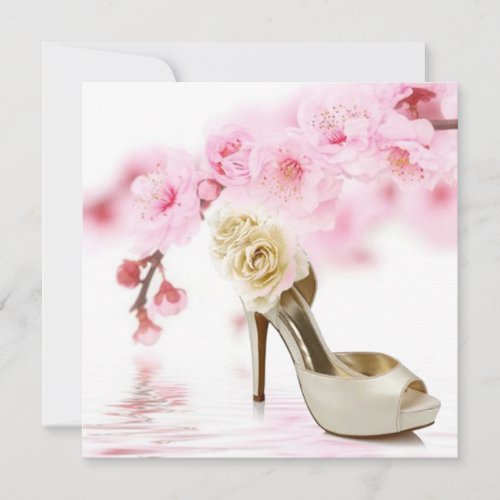 cherry blossom pink sakura bridal shower invitation