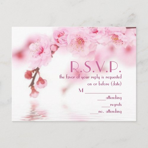 Cherry blossom pink sakura Chinese wedding  Invitation Postcard