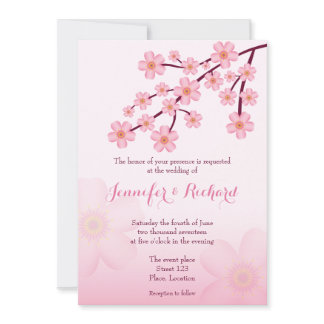 Cherry Blossom Pink Sakura Floral Wedding Invitation
