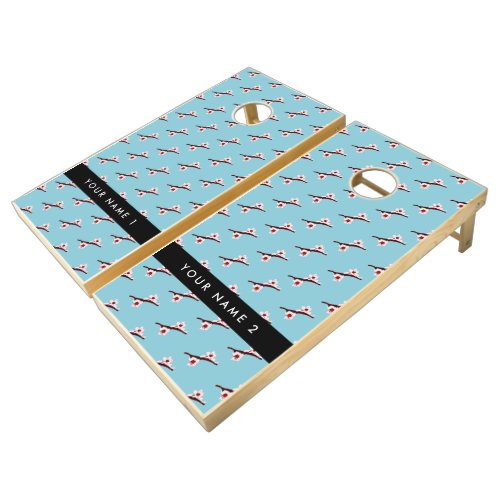 Cherry Blossom Pink Sakura Your Name Cornhole Set