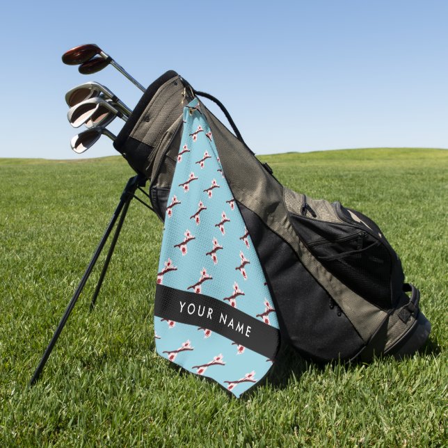 Cherry Blossom, Pink Sakura, Your Name Golf Towel (Green)