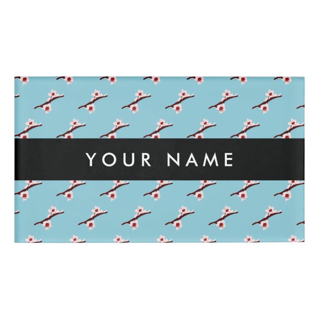 Cherry Blossom, Pink Sakura, Your Name Name Tag (Front)