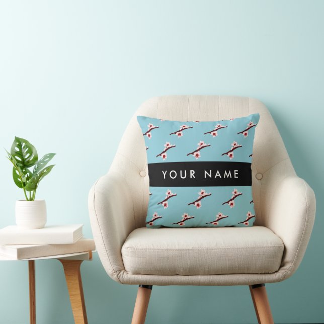Cherry Blossom, Pink Sakura, Your Name Throw Pillow (Chair)