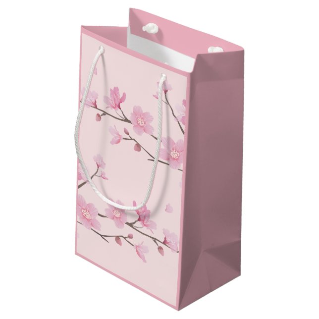Cherry Blossom - Pink Small Gift Bag (Back Angled)