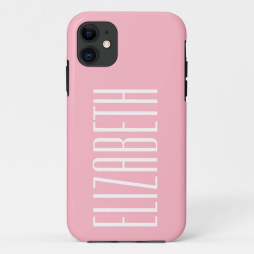 Cherry Blossom Pink Solid Color  Minimalist Name iPhone 11 Case