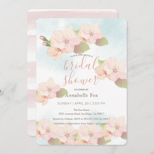 Cherry Blossom Pink Watercolor Bridal Shower Invitation