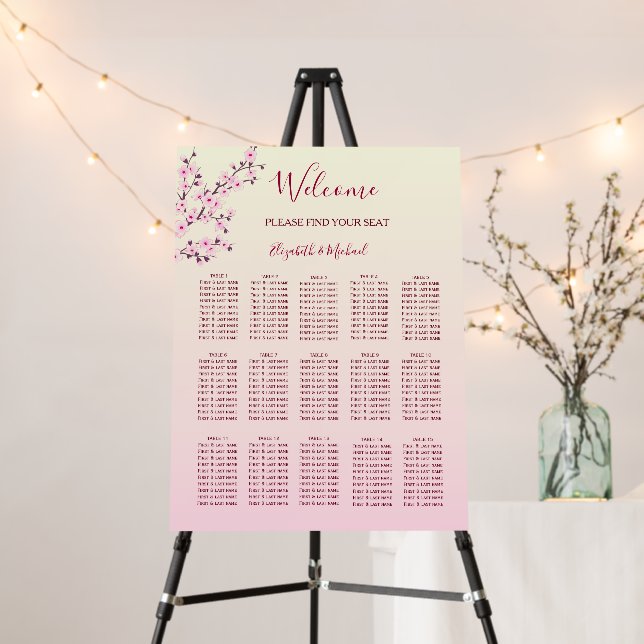 Cherry Blossom Pink Wedding Seating Chart  Foam Bo Foam Board (In Situ (Stand))