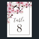 Cherry Blossom Pink Wedding Table Number Cards<br><div class="desc">Cherry Blossom Pink Wedding Table Number Cards - features a color scheme of dark brown, pink and white with modern script and san serif fonts. View the full matching collection link found on this page to complete the look for your spring, late winter, or summer event. You'll see a collage...</div>