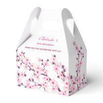 Cherry Blossom Pink White Birthday Thank You Favor Boxes