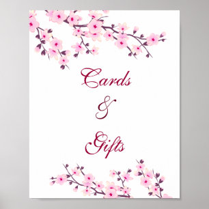 Cherry Blossom Pink White Cards And Gifts Wedding Poster