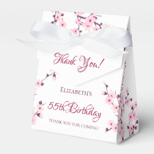 Cherry Blossom Pink White   Custom Birthday Favor Boxes