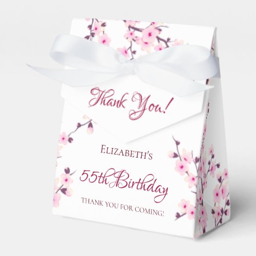 Cherry Blossom Pink White  Custom Birthday Favor Boxes