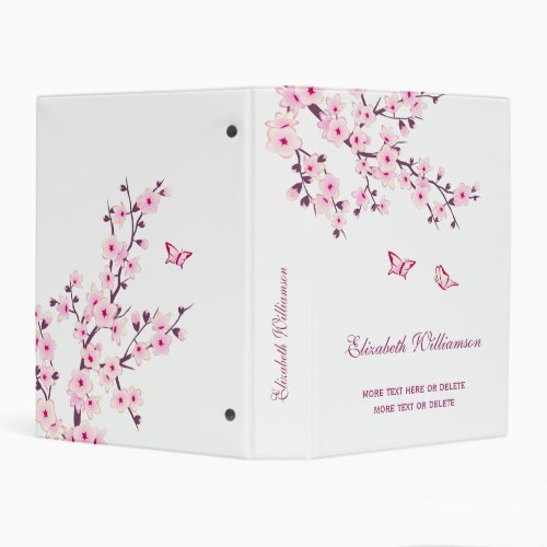 Cherry Blossom Pink White Custom Floral Mini Binder