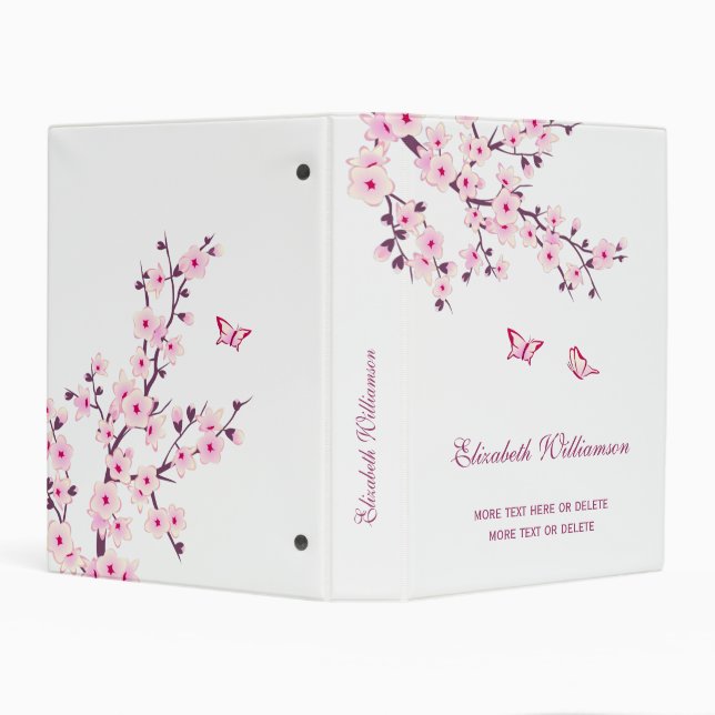 Cherry Blossom Pink White Custom Floral Mini Binder (Background)