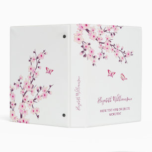 Cherry Blossom Pink White Custom Floral Mini Binder