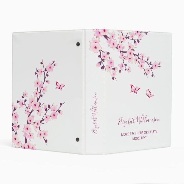 Cherry Blossom Pink White Custom Floral Mini Binder (Background)