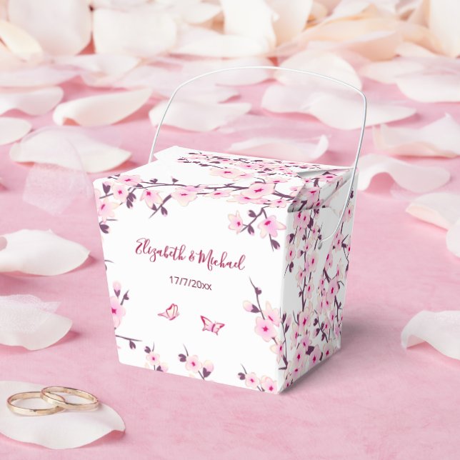 Cherry Blossom Pink White Custom Wedding  Favor Boxes (Wedding)