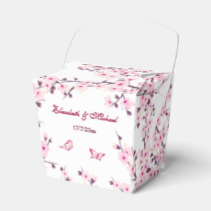 Cherry Blossom Pink White Custom Wedding Favor Boxes