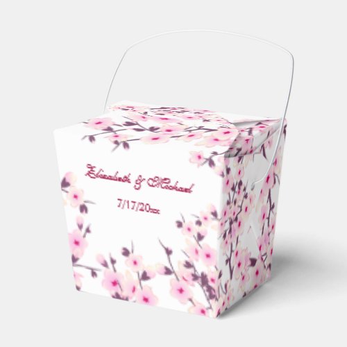 Cherry Blossom Pink White  Custom Wedding Favor Boxes