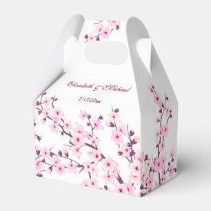 Cherry Blossom Pink White Custom Wedding Favor Boxes