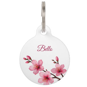 Cherry Blossom Pink White  Dog´s Name Your Address Pet ID Tag