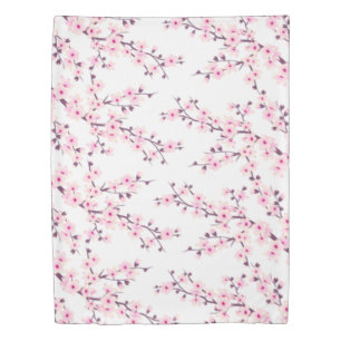 Cherry Blossom Pink White Duvet Cover