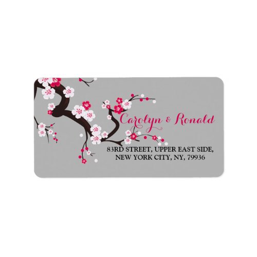 Cherry Blossom Pink White  flora   Address Label