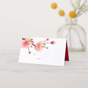 Cherry Blossom Pink White floral Place Card