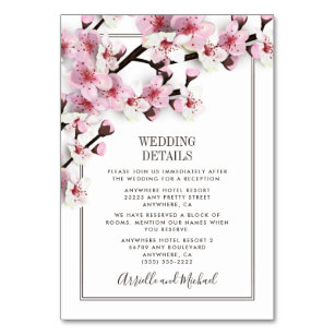 Pink Cherry Blossom Watercolour Personalised Wedding Table Number Name Cards 