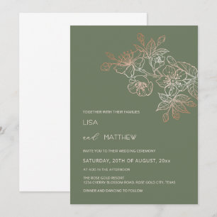 Cherry Blossom Pink White Wedding Invitation