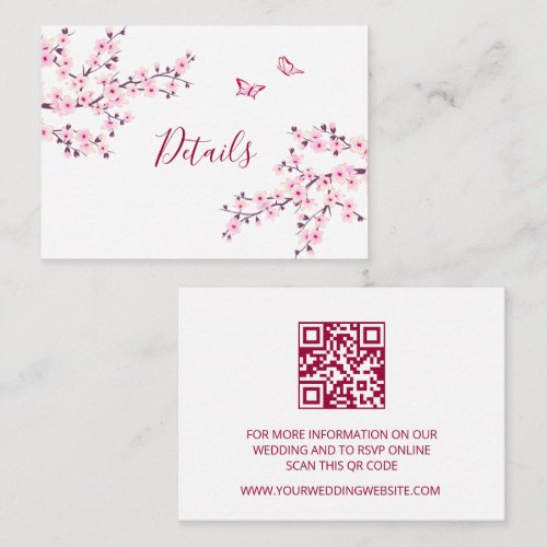 Cherry Blossom Pink White Wedding QR Code Details