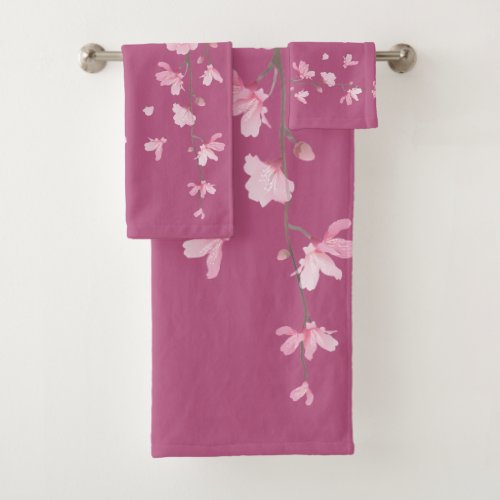 Cherry Blossom _ Plum Bath Towel Set