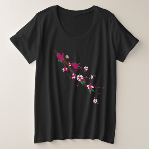 Cherry blossom plus size T_Shirt