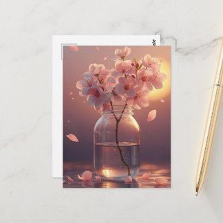 Cherry Blossom Postcard - Elegant Hand-Drawn Sakur