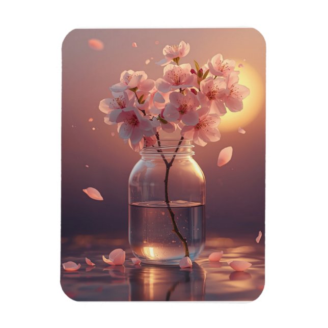 Cherry Blossom Postcard - Elegant Hand-Drawn Sakur Magnet (Vertical)