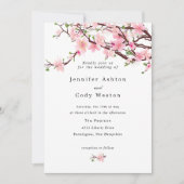 Cherry Blossom Pretty Pale Pink Wedding Invitation (Front)