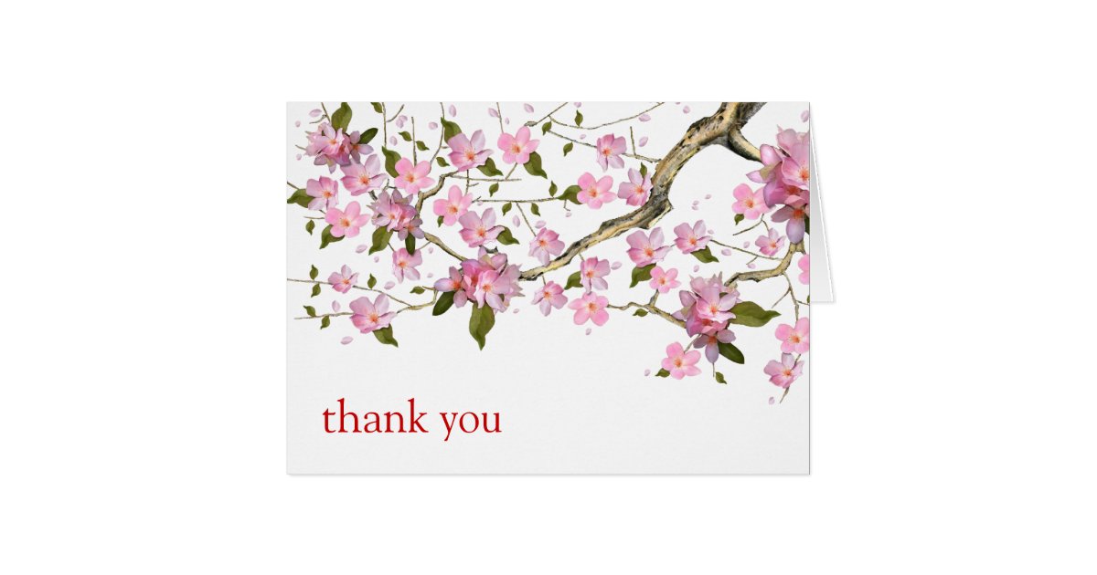 Cherry Blossom Pretty Thank You Greeting Card | Zazzle