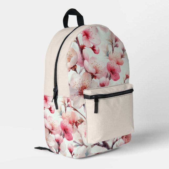 Cherry Blossom Printed Backpack (Back Corner Left)
