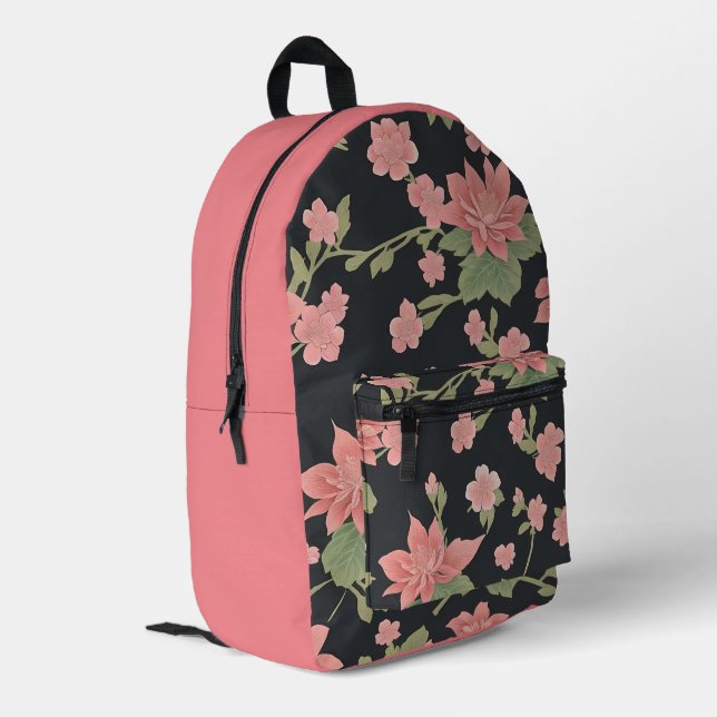 Cherry Blossom Printed Backpack (Back Corner Left)