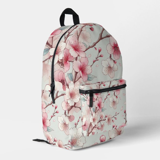 Cherry Blossom Printed Backpack (Back Corner Left)