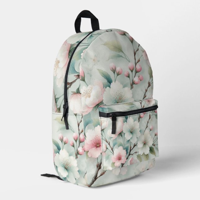 Cherry Blossom Printed Backpack (Back Corner Left)