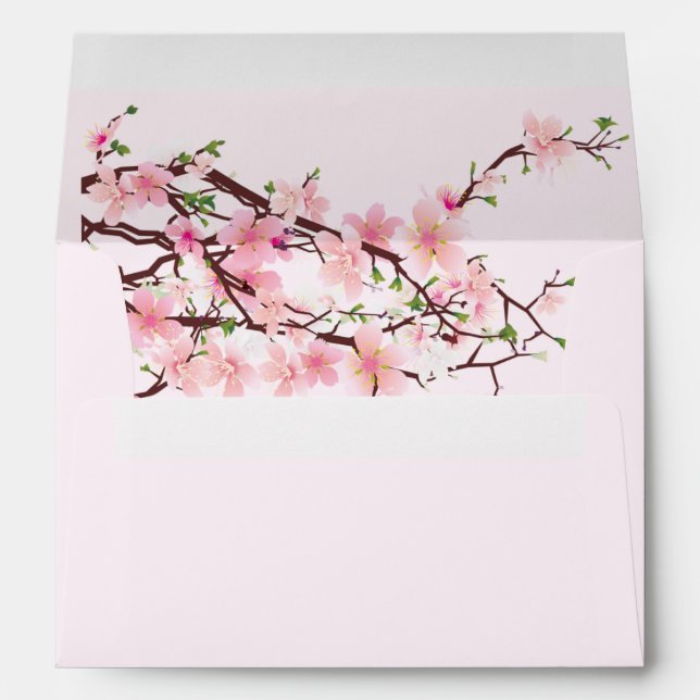 Cherry Blossom Printed on Inside Wedding Envelope (Back (Bottom))
