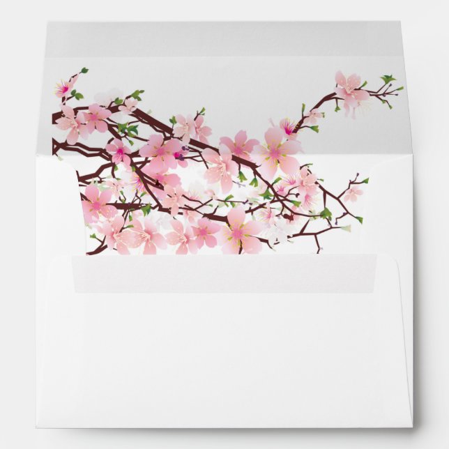 Cherry Blossom Printed on Inside Wedding Envelope (Back (Bottom))