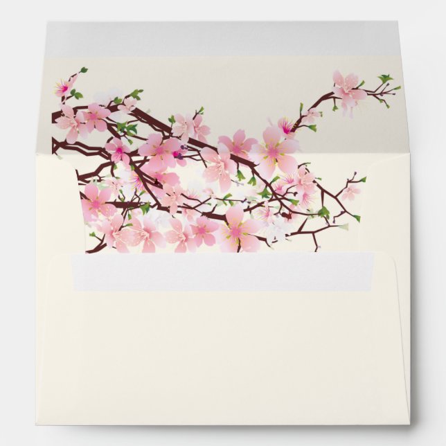 Cherry Blossom Printed on Inside Wedding Envelope (Back (Bottom))