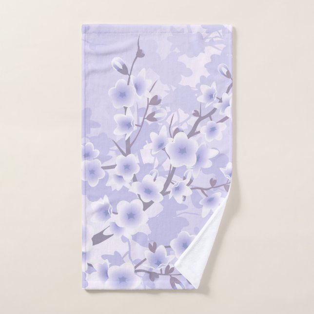 Cherry Blossom Purple Floral Hand Towel (Hand Towel)