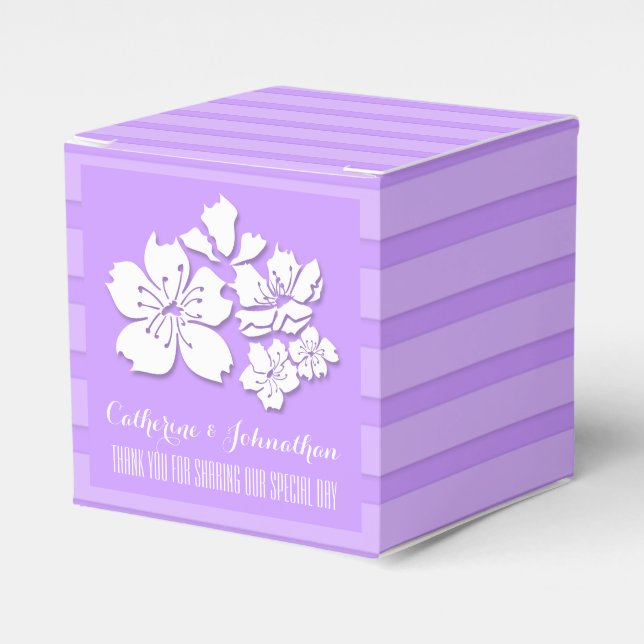 Cherry blossom purple wedding favors favor boxes (Front Side)