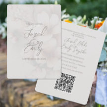 Cherry Blossom QR Code Wedding Invitation