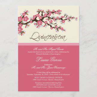 Cherry Blossom Quinceanera Invitation (pink)