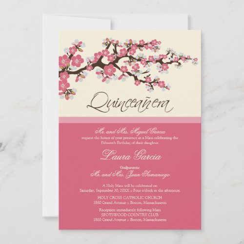 Cherry Blossom Quinceanera Invitation (pink)
