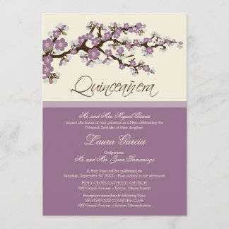 Cherry Blossom Quinceanera Invitation (purple)